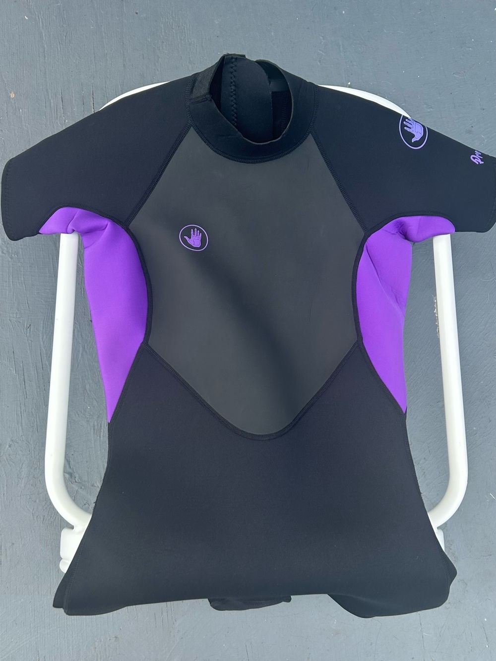 Short Sleeve Black & Purple Wetsuit Top